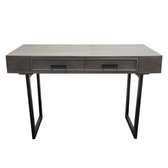 Hammond 2-Drawer Writing Desk in Solid Mango Wood Grey Finish & Black Iron Legs by Diamond Sofa image