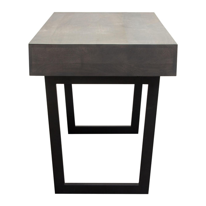 Hammond 2-Drawer Writing Desk in Solid Mango Wood Grey Finish & Black Iron Legs by Diamond Sofa