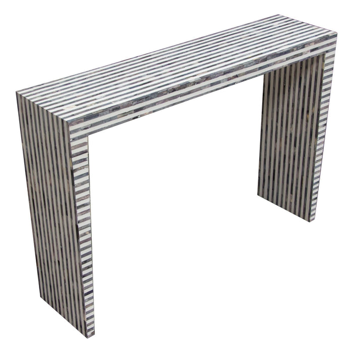 Mosaic Console Table w/ Bone Inlay in Linear Pattern by Diamond Sofa