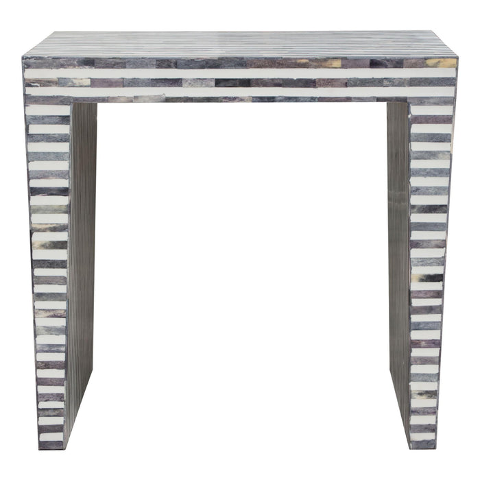 Mosaic End Table w/ Bone Inlay in Linear Pattern by Diamond Sofa