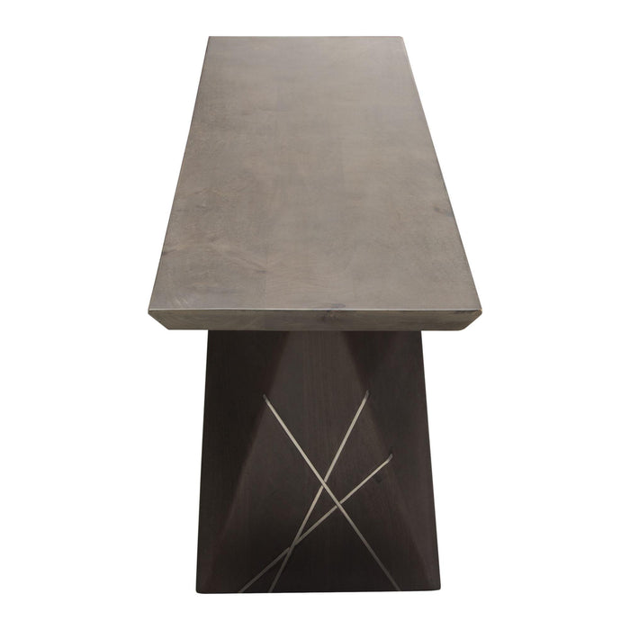 Motion Solid Mango Wood Dining/Accent Bench in Smoke Grey Finish w/ Silver Metal Inlay by Diamond Sofa