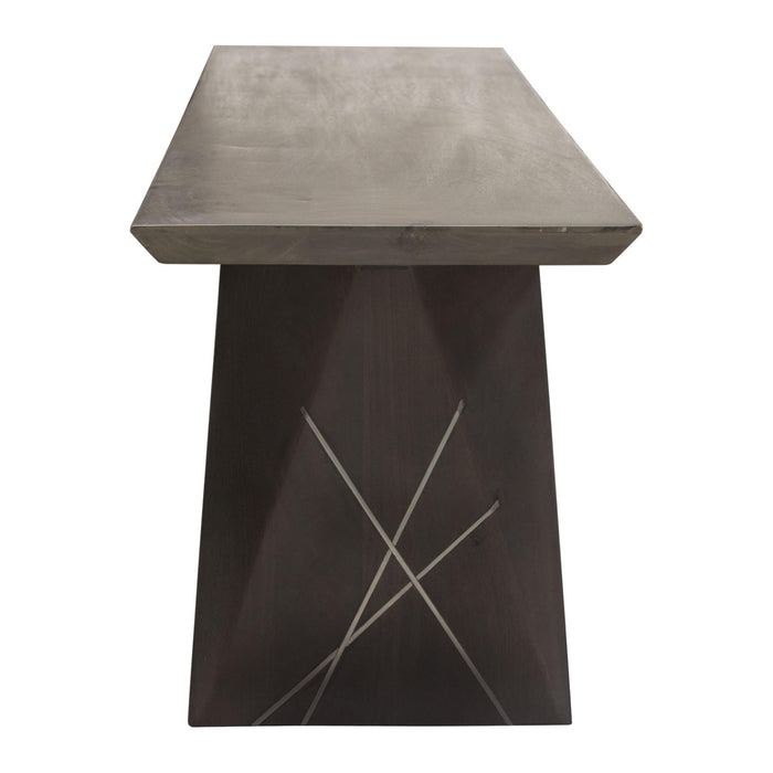 Motion Solid Mango Wood Dining/Accent Bench in Smoke Grey Finish w/ Silver Metal Inlay by Diamond Sofa