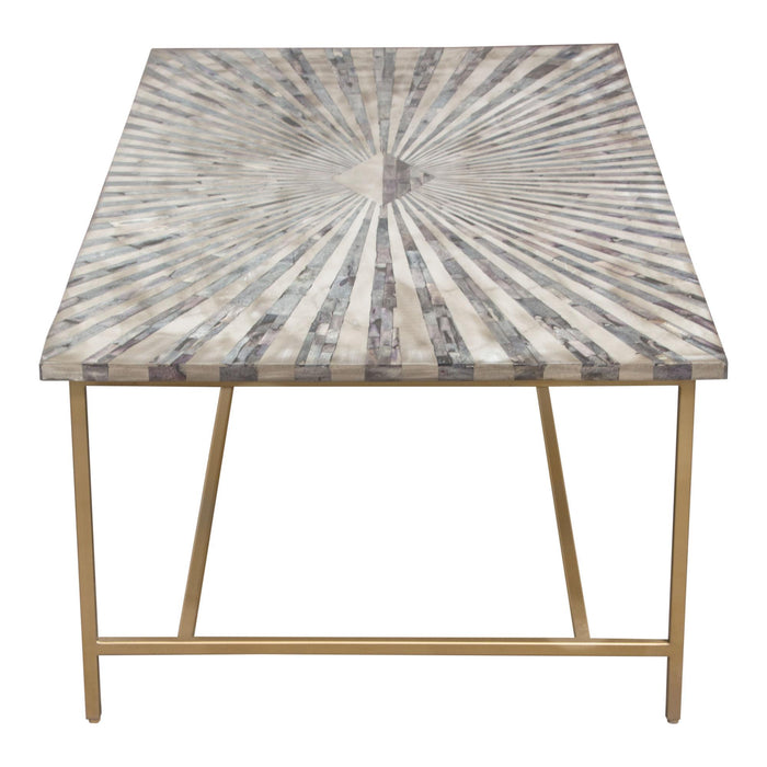 Prisma Cocktail Table w/ Dyed Bone Inlay Sunburst Top & Brass Legs by Diamond Sofa