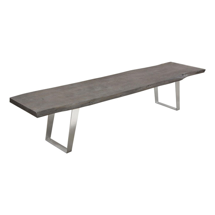 Titan Solid Acacia Wood Accent Bench in Espresso Finish w/ Silver Metal Inlay & Base by Diamond Sofa