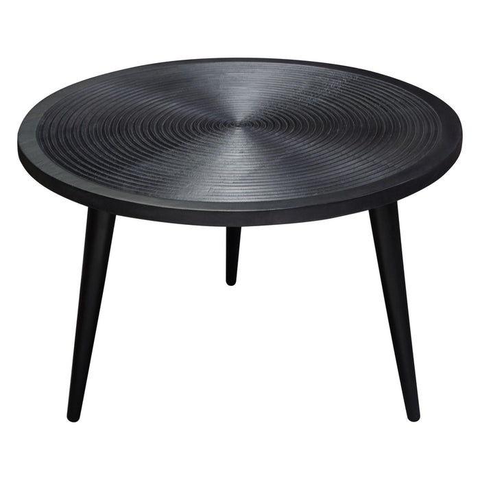 Vortex Round Cocktail Table in Solid Mango Wood Top in Black Finish & Iron Legs by Diamond Sofa