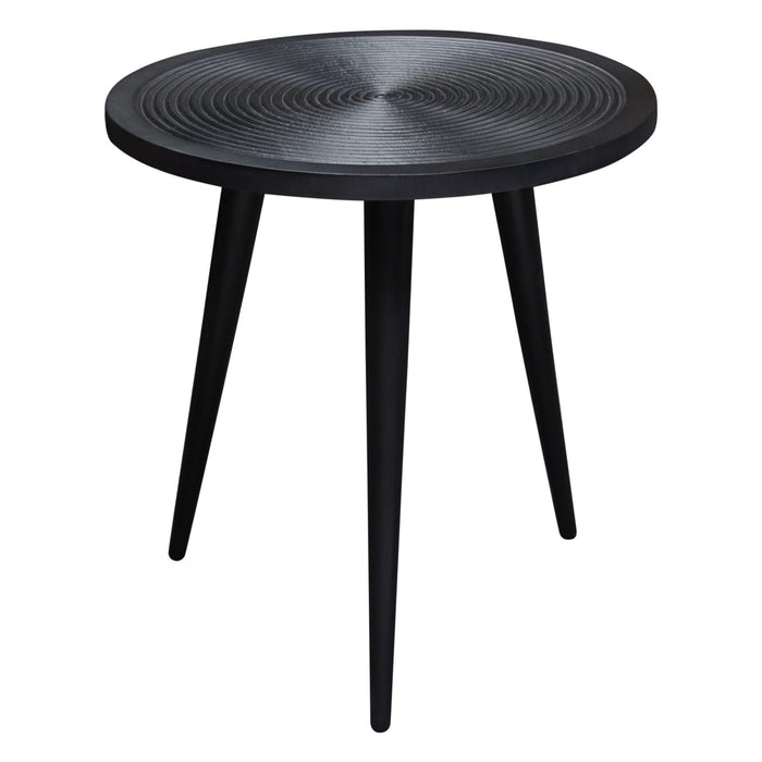 Vortex Round End Table in Solid Mango Wood Top in Black Finish & Iron Legs by Diamond Sofa