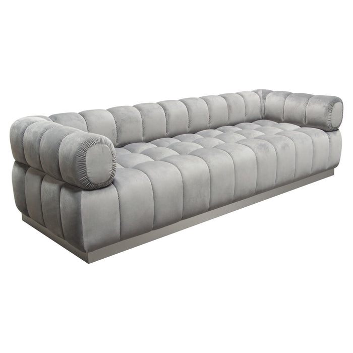 Image Low Profile Sofa in Platinum Grey Velvet w/ Brushed Silver Base by Diamond Sofa