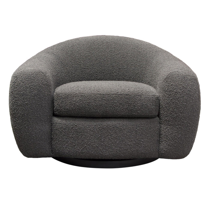 Pascal Swivel Chair in Charcoal Boucle Textured Fabric w/ Contoured Arms & Back by Diamond Sofa image