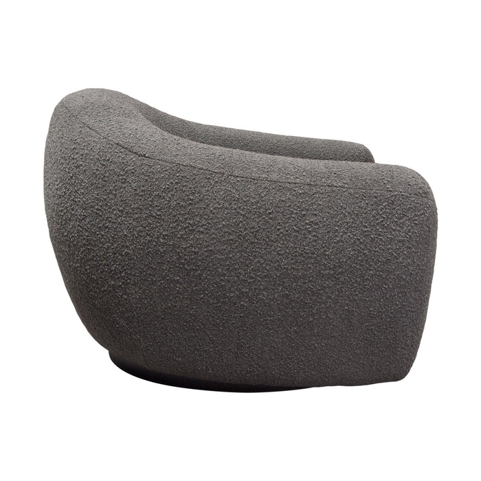 Pascal Swivel Chair in Charcoal Boucle Textured Fabric w/ Contoured Arms & Back by Diamond Sofa