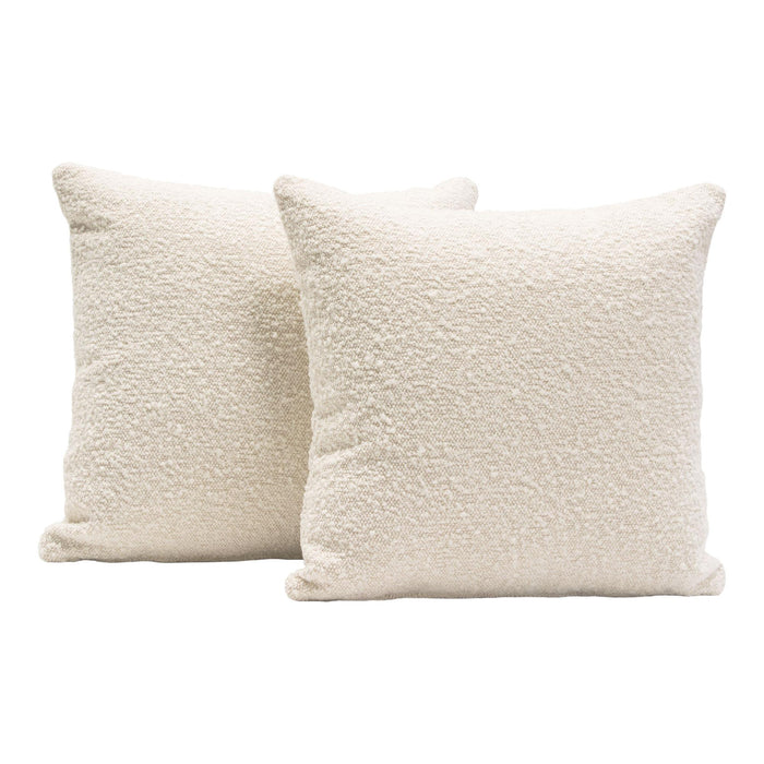 Set of (2) 16" Square Accent Pillows in Bone Boucle Textured Fabric by Diamond Sofa