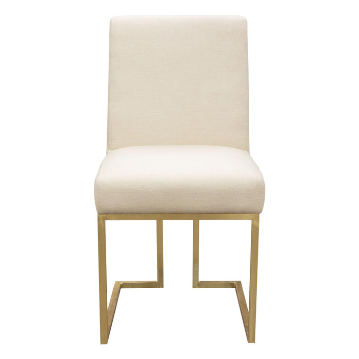 Set of (2) Skyline Dining Chairs in Cream Fabric w/ Polished Gold Metal Frame by Diamond Sofa image