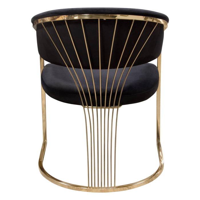 Solstice Dining Chair in Black Velvet w/ Polished Gold Metal Frame by Diamond Sofa