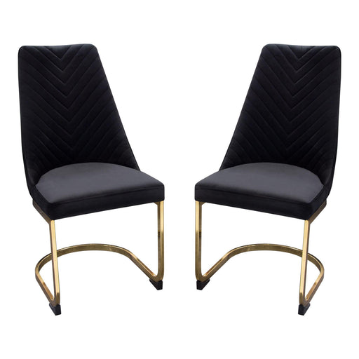 Vogue Set of (2) Dining Chairs in Black Velvet with Polished Gold Metal Base by Diamond Sofa image