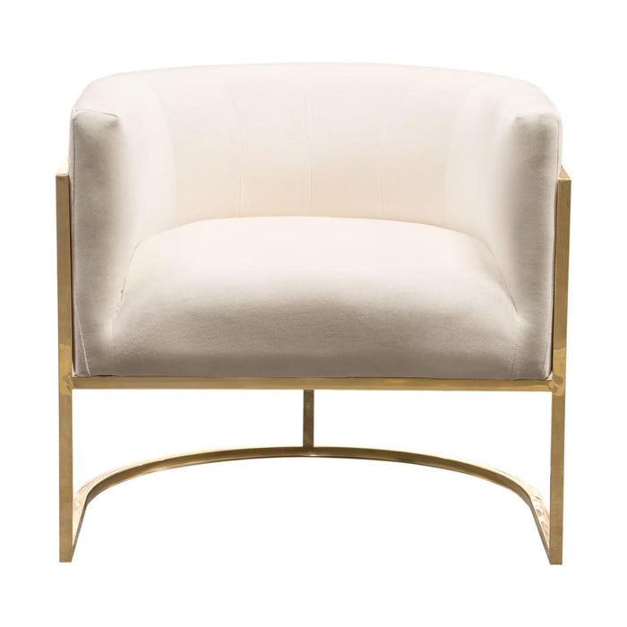 Pandora Accent Chair in Cream Velvet with Polished Gold Stainless Steel Frame by Diamond Sofa image