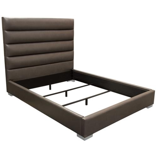 Bardot Channel Tufted Queen Bed in Elephant Grey Leatherette image