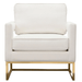 Lake Accent Chair in White Performance Fabric w/ Brushed Gold Metal Base image