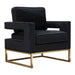 Lake Accent Chair in Black Performance Fabric w/ Brushed Gold Metal Base image