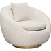 Celine Swivel Accent Chair in Light Cream Velvet w/ Brushed Gold Accent Band image