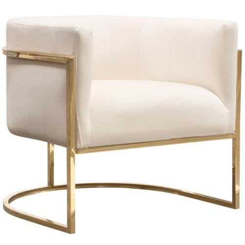 Pandora Accent Chair in Cream Velvet with Polished Gold Stainless Steel Frame image