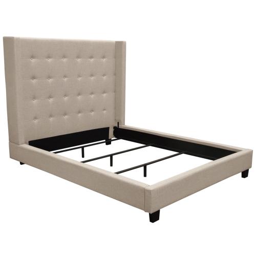 Madison Ave Tufted Wing Queen Bed in Sand Button Tufted Fabric image