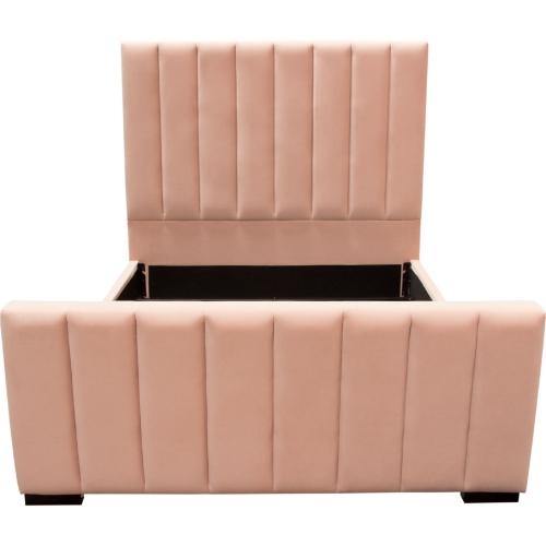 Venus Vertical Channel Tufted Eastern King Bed in Blush Pink Velvet image