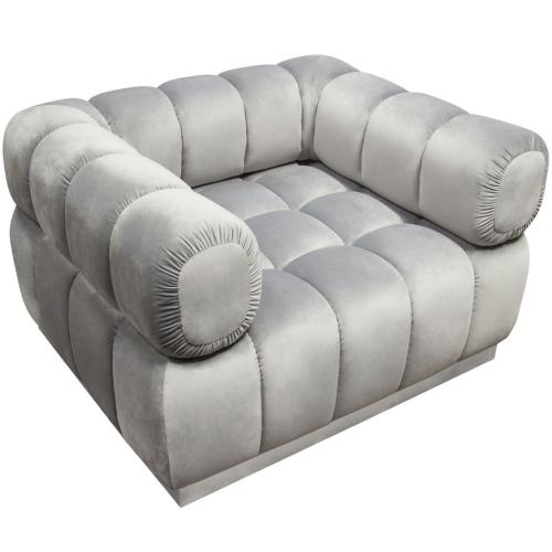 Image Low Profile Chair in Platinum Grey Velvet w/ Brushed Silver Base image