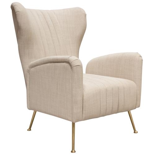 Ava Chair in Sand Linen Fabric w/ Gold Leg image