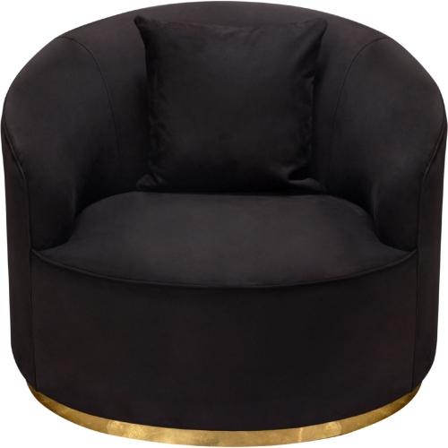 Raven Chair in Black Suede Velvet w/ Brushed Gold Accent Trim image