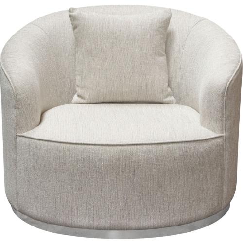 Raven Chair in Light Cream Fabric w/ Brushed Silver Accent Trim image