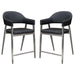 Adele Set of Two Counter Height Chairs in Black Leatherette w/ Brushed Stainless Steel Leg image