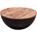 Salem Round Drum Storage Cocktail Table w/ Natural Mango Wood Top & Metal Base image