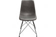 Theo Set of (4) Dining Chairs in Weathered Grey Leatherette w/ Black Metal Base image