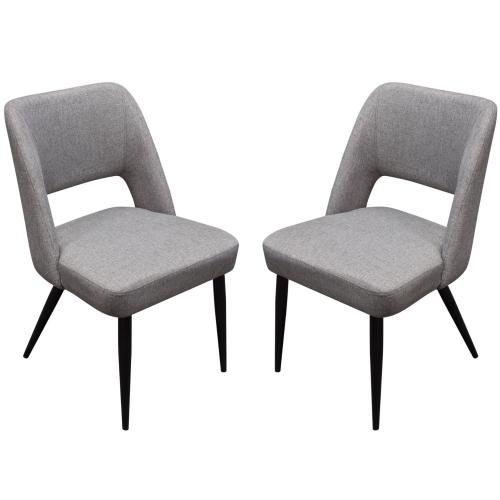 Set of (2) Reveal Dining Chairs in Grey Fabric w/ Black Powder Coat Metal Leg image