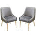 Set of (2) Quinn Dining Chairs w/ Vertical Outside Pleat Detail and Contoured Arm in Grey Velvet w/ Brushed Gold Metal Leg image