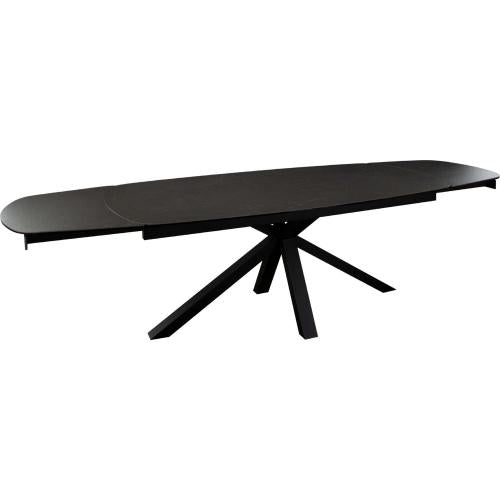 Onyx Rectangle Extenstion Dining Table w/ Black Ceramic Glass Top & Black Metal Leg image