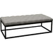 Mateo Black Powder Coat Metal Large Linen Tufted Bench - Grey image