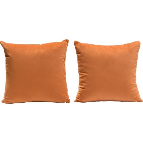 Set of (2) 16" Square Accent Pillows in Rust Orange Velvet image