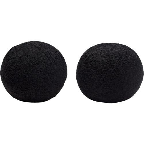 Set of (2) 10" Round Accent Pillows in Black Faux Sheepskin image