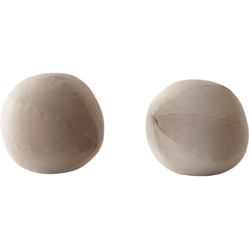 Set of (2) 10" Round Accent Pillows in Mink Tan Velvet image