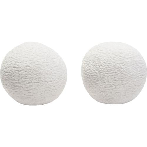 Set of (2) 10" Round Accent Pillows in White Faux Sheepskin image