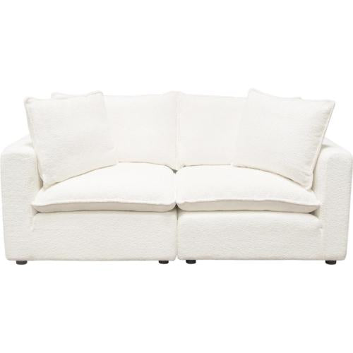 Ivy 2-Piece Modular Sofa in White Faux Shearling w/ Feather Down Seating image