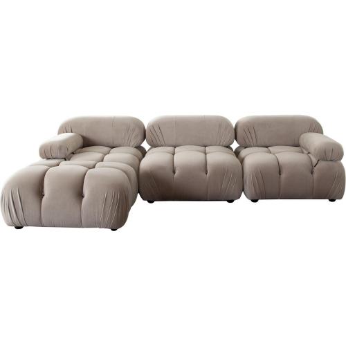 Paloma 4PC Modular 111 Inch Reversible Chaise Sectional in Mink Tan Velvet image