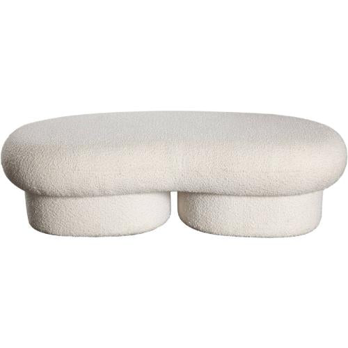 Wave Curved Accent Bench in Ivory Boucle Fabric image