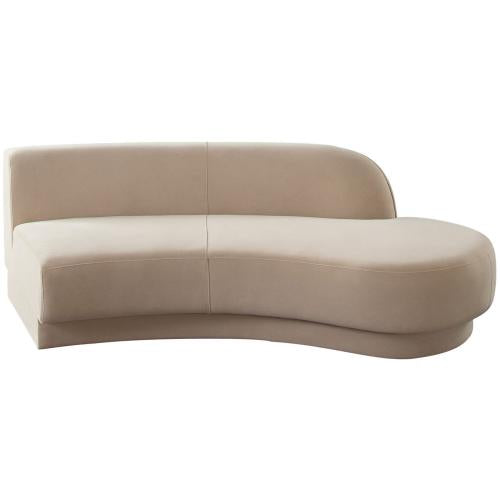 Zelda RF Curved Chaise in Light Camel Performance Velvet w/ (1) Accent Pillow Ball image