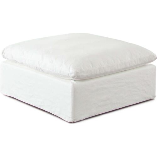 Willow Ottoman in White Linen Fabric image