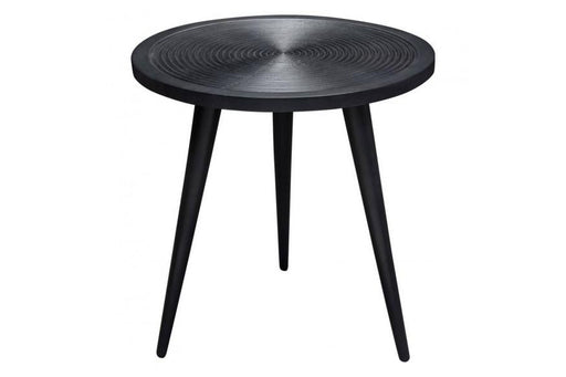 Vortex Round End Table in Solid Mango Wood Top in Black Finish & Iron Legs image