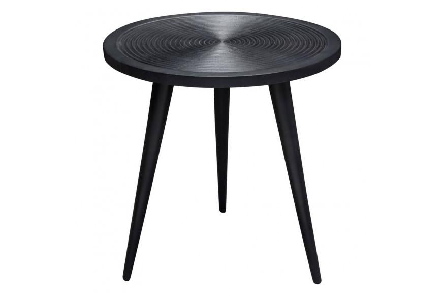 Vortex Round End Table in Solid Mango Wood Top in Black Finish & Iron Legs image