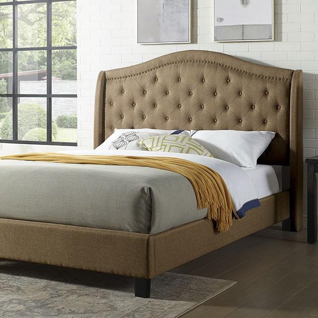 Carly Cal.King, E.King, Full, & Queen Bed Grey & Brown