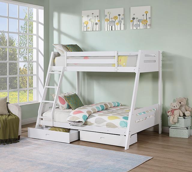 Emilee Twin/Full Bunk Bed White, Grey, Espresso, & Black
