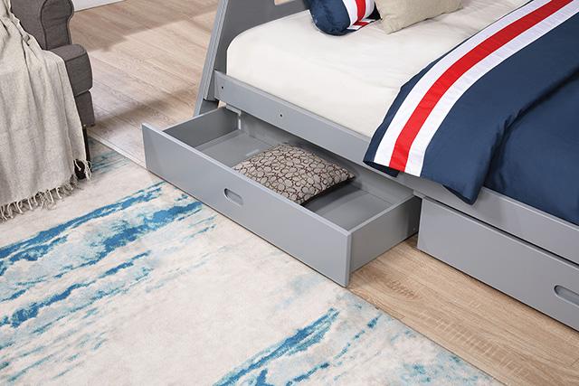 Emilee Twin/Full Bunk Bed White, Grey, Espresso, & Black